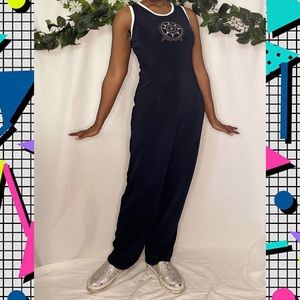Joseph Ribkoff Vintage 80s navy blue nautical sleeveless anchor jumpsuit